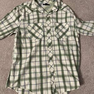 Banana Republic Green Plaid Casual Button Down Shirt